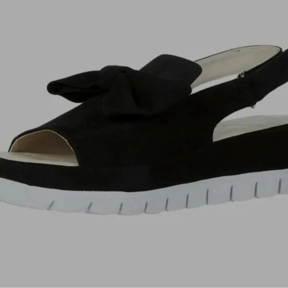 Amalfi by Rangoni black leather platform sandals 10.5 M - Picture 2 of 8